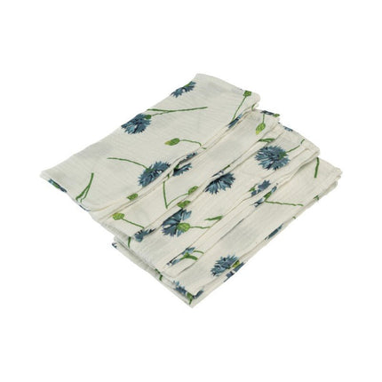 Bloemen Servetten Groen Blauw Katoen 40cm 4st van CHAKS koop je bij Partywinkel