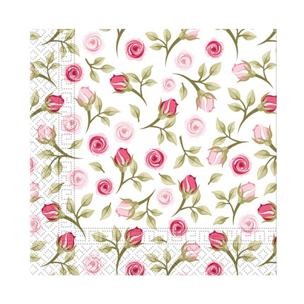 Bloemen Servetten Rozen 25cm 20st van Procos koop je bij Partywinkel