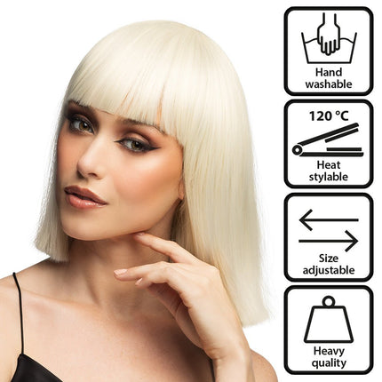 Blonde Pruik Bob Met Pony van Boland koop je bij Partywinkel