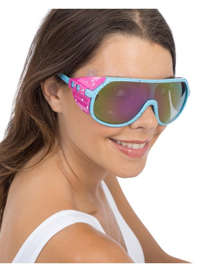 Blau-rosa Retro-Partybrille, 15 cm