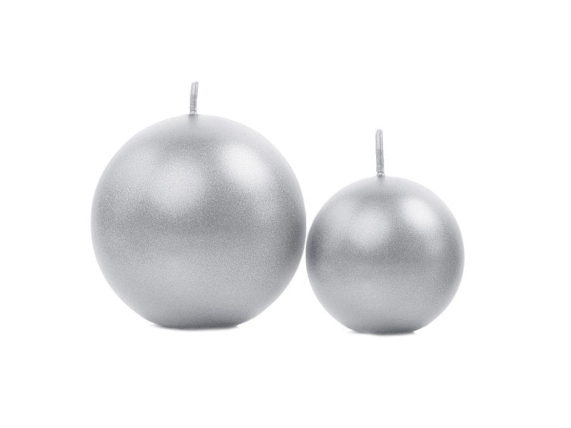 Bolkaarsen Zilver Metallic 8cm 6st van Partydeco koop je bij Partywinkel