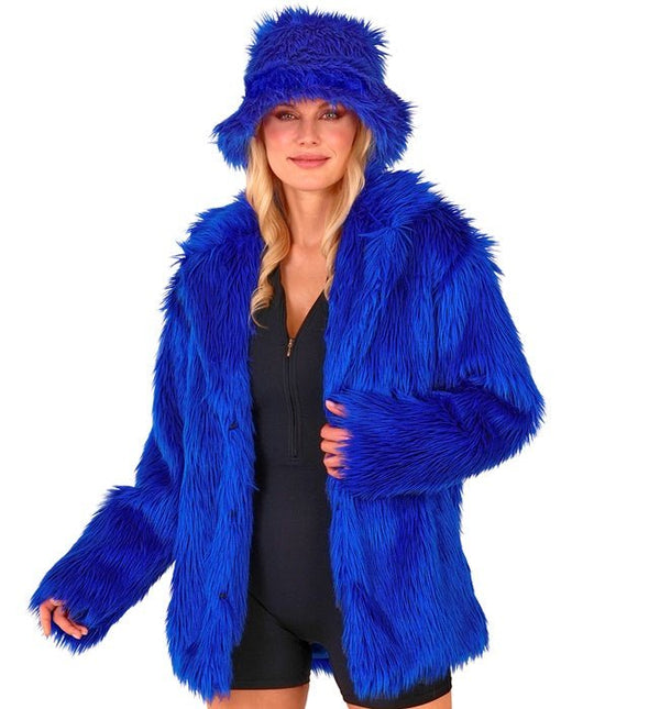 Bontjas Pluche Blauw van Widmann koop je bij Partywinkel