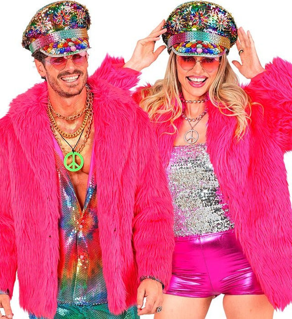 Bontjas Pluche Neon Roze van Widmann koop je bij Partywinkel