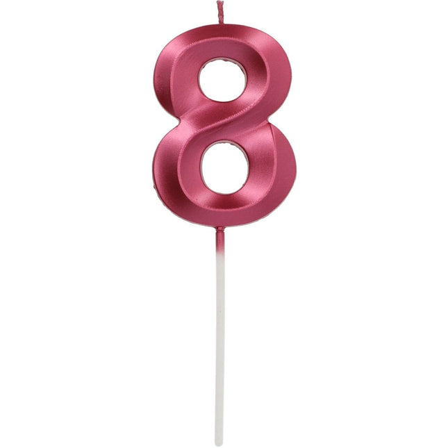 Bordeaux Rode Kaars 8 Jaar 7cm van Folat koop je bij Partywinkel