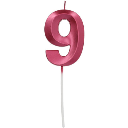 Bordeaux Rode Kaars 9 Jaar 7cm van Folat koop je bij Partywinkel