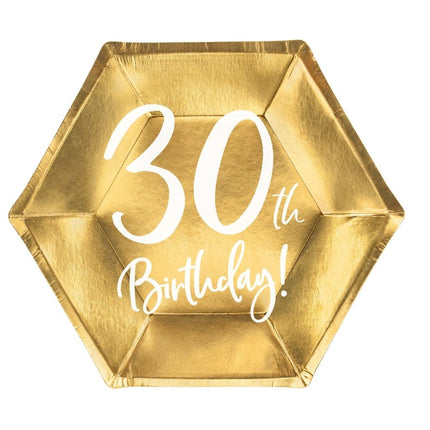 Borden 30 Jaar Goud 20cm 6st van Partydeco koop je bij Partywinkel