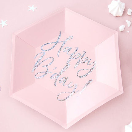 Borden Happy Birthday Lichtoze 20cm 6st van Partydeco koop je bij Partywinkel