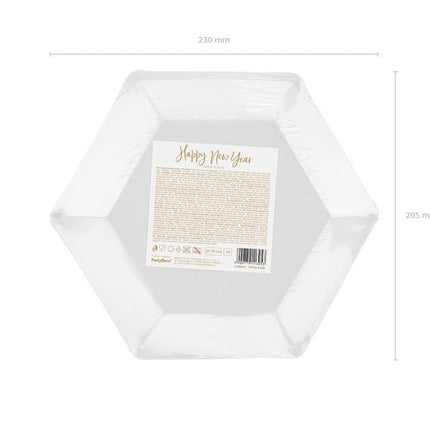 Borden Happy New Year Goud 20cm 6st van Partydeco koop je bij Partywinkel