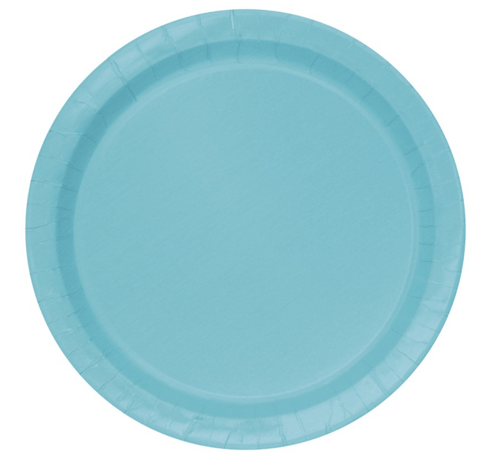 Borden Terrific Teal Rond 23cm 8st - Partywinkel - 11179006595