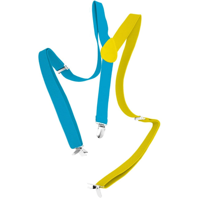 Bretels Colorblock Blauw/Geel van Folat koop je bij Partywinkel