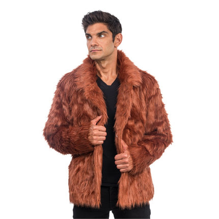 Brauner Kunstpelzmantel - Unisex