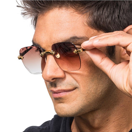 Braune randlose Brille mit Farbverlauf