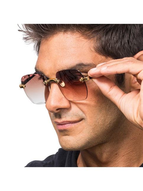 Braune randlose Brille mit Farbverlauf