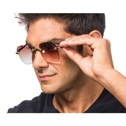 Braune randlose Brille mit Farbverlauf