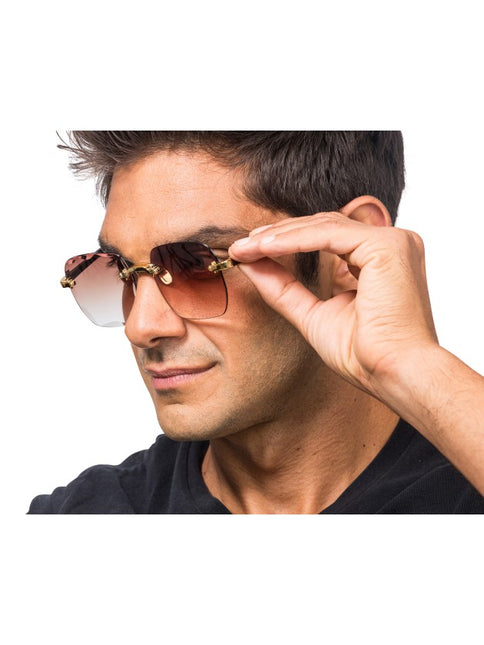 Braune randlose Brille mit Farbverlauf
