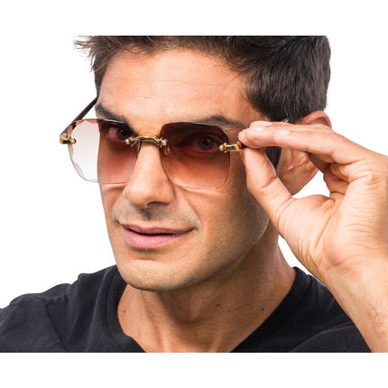 Braune randlose Brille mit Farbverlauf