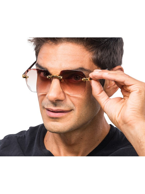 Braune randlose Brille mit Farbverlauf