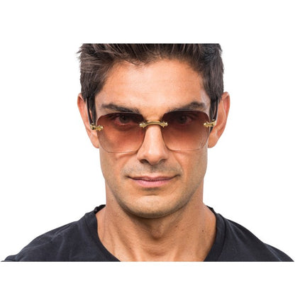 Braune randlose Brille mit Farbverlauf