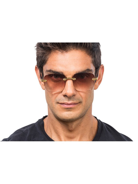 Braune randlose Brille mit Farbverlauf