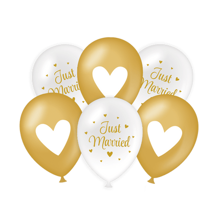 Bruiloft Ballonnen Wit Goud 30cm - Partywinkel - 8716764239649