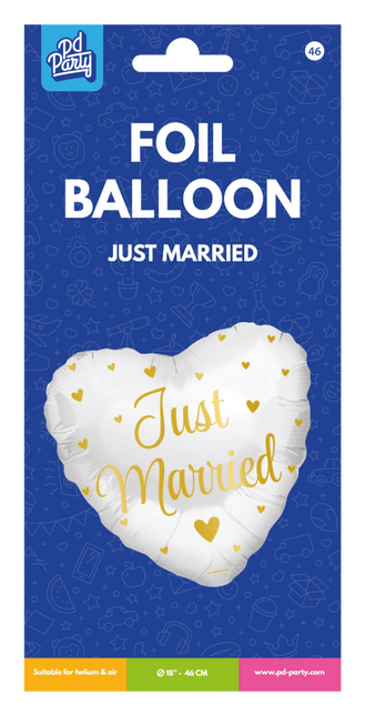 Bruiloft Helium Ballon Just Married Leeg 45cm - Partywinkel - 8716764238680
