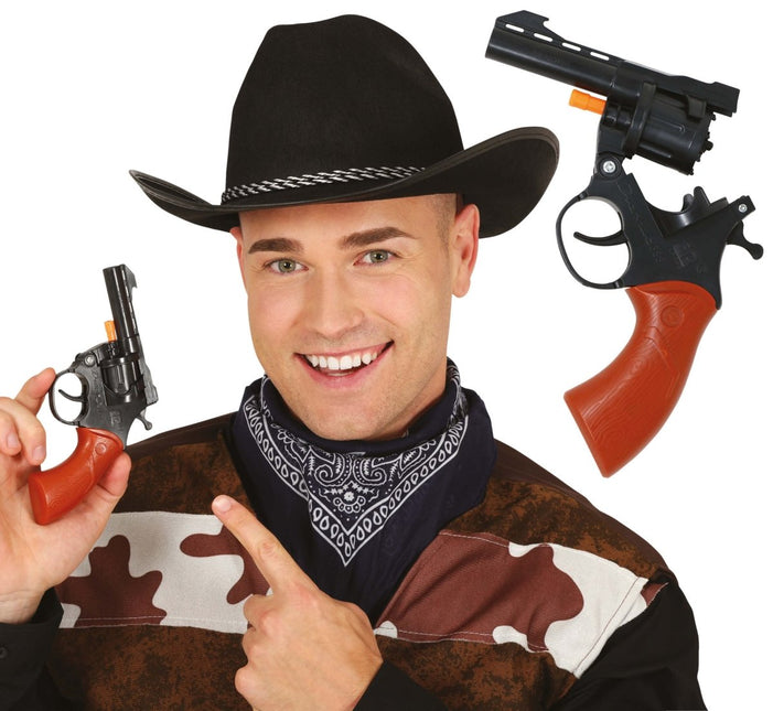 Bruin Zwarte Nep Pistool 18cm - Partywinkel - 8434077166710