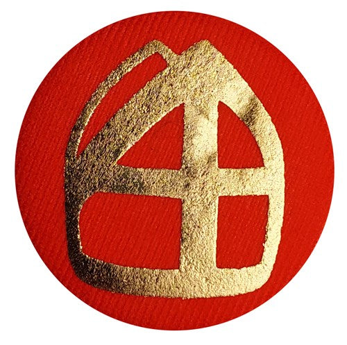 Knopf mit Gehrung rot