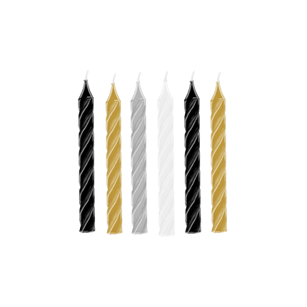 Kerzen Mix Gold Silber Weiß Schwarz