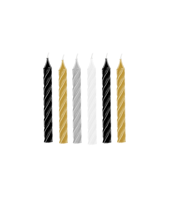 Kerzen Mix Gold Silber Weiß Schwarz