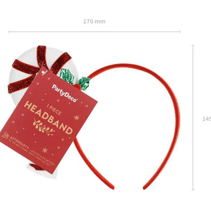 Candy Cane Headband, 18.5x15.5cm, mix van Partydeco koop je bij Partywinkel