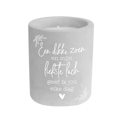 Graue Zementkerze Thick Kiss 8cm