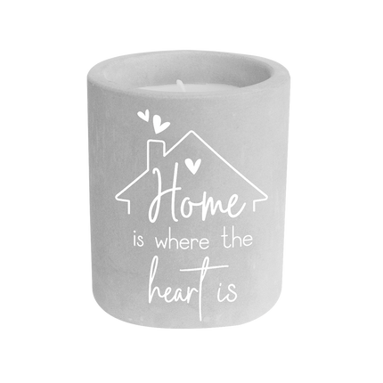 Graue Zementkerze Home Is Where The Heart Is 8cm