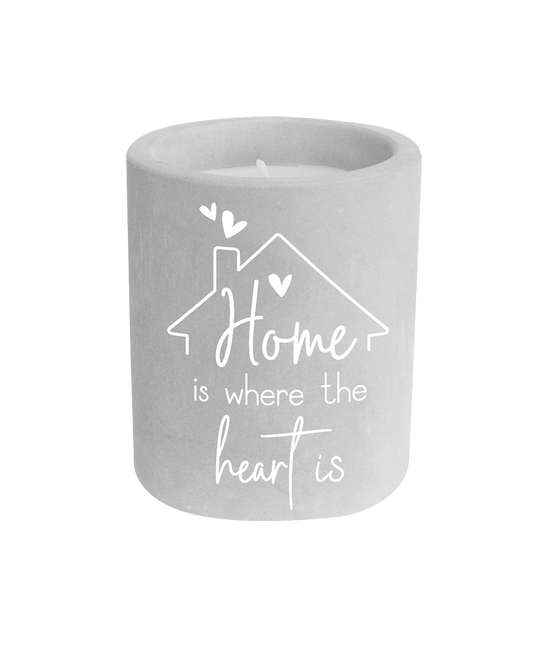 Graue Zementkerze Home Is Where The Heart Is 8cm