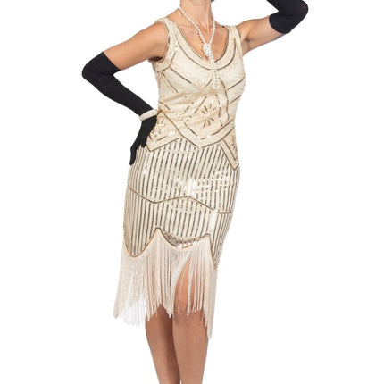 Charleston 20's jurk gebroken wit - Partywinkel - 8720059067169