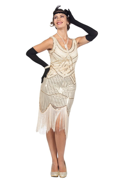 Charleston 20's jurk gebroken wit - Partywinkel - 8720059067169