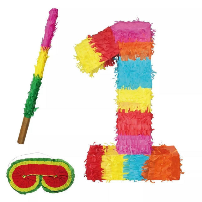 Cijfer 1 Piñata Set 3-delig 45cm van VDV Benefit koop je bij Partywinkel
