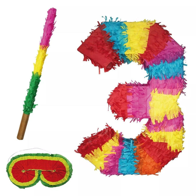 Cijfer 3 Piñata Set 3-delig 45cm van VDV Benefit koop je bij Partywinkel