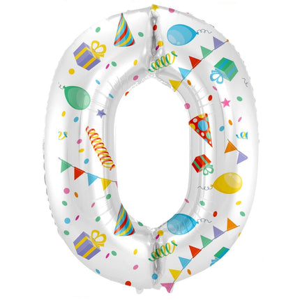 Cijfer Ballon 0 Jaar Feest Leeg 86cm van Folat koop je bij Partywinkel