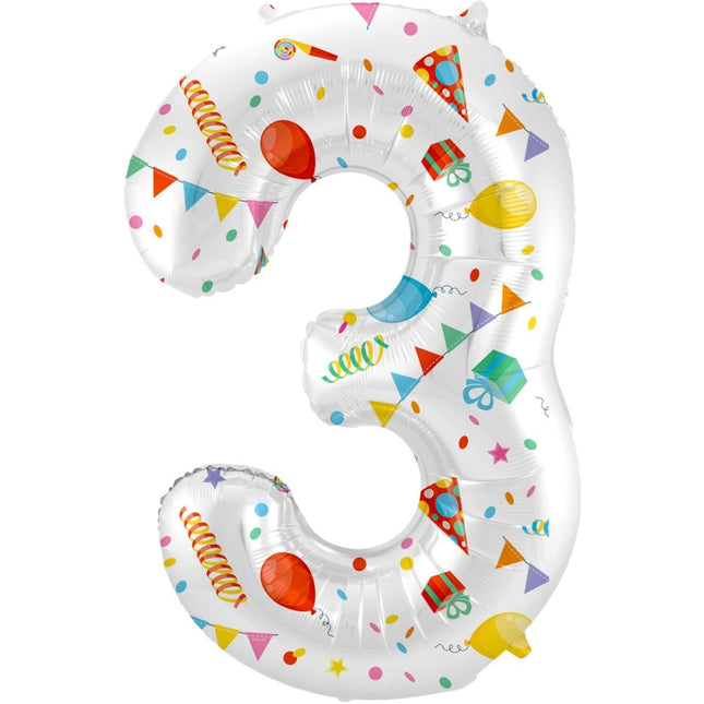 Cijfer Ballon 3 Jaar Feest Leeg 86cm van Folat koop je bij Partywinkel