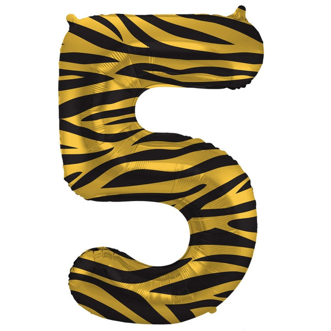 Cijfer Ballon 5 Jaar Tijger Leeg 86cm van Folat koop je bij Partywinkel