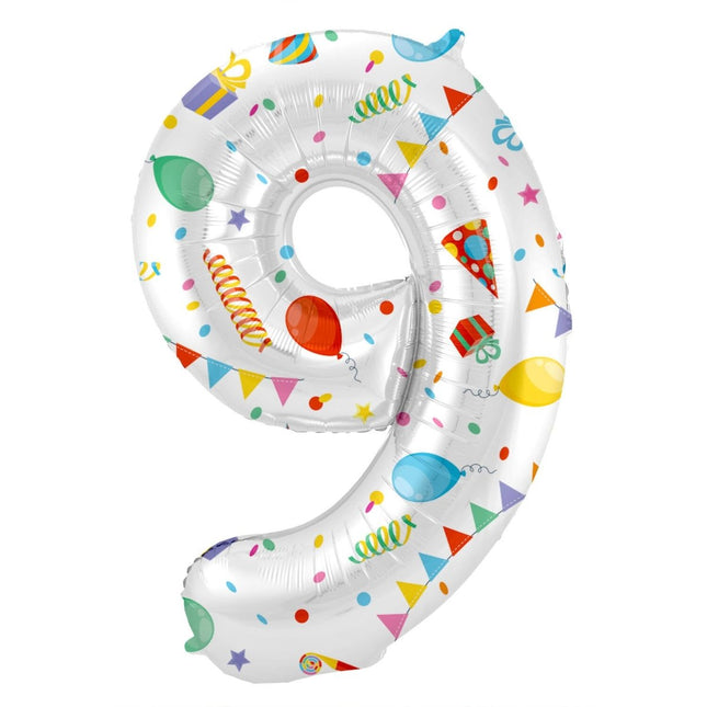 Cijfer Ballon 9 Jaar Feest Leeg 86cm van Folat koop je bij Partywinkel