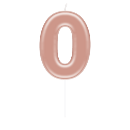 Cijfer Kaars 0 Rose Goud van Paper Dreams koop je bij Partywinkel