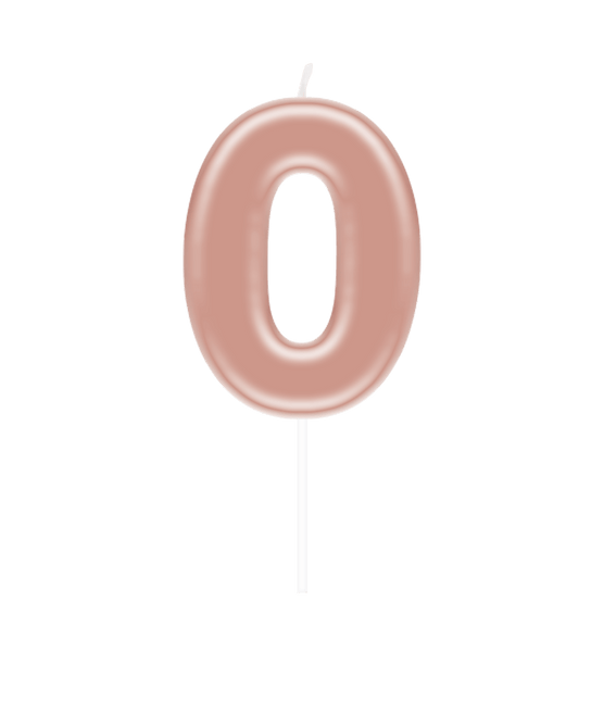Cijfer Kaars 0 Rose Goud van Paper Dreams koop je bij Partywinkel