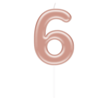 Cijfer Kaars 6 Rose Goud van Paper Dreams koop je bij Partywinkel