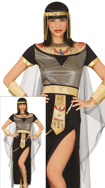 Cleopatra Kostuum Zwart Goud Dames - Partywinkel - 8434077861677