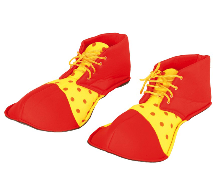 Clown Schoenen Rood Geel 36cm van Fiestas Guirca koop je bij Partywinkel