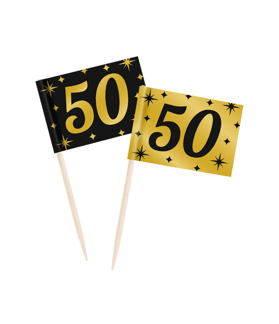 Cocktailprikkers 50 Jaar 6,5cm 50st van Paper Dreams koop je bij Partywinkel