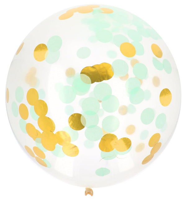 Confetti Ballon Blauw Goud 61cm van Folat koop je bij Partywinkel