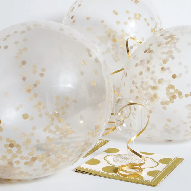 Confetti Ballonnen Goud 30,5cm 6st van Unique koop je bij Partywinkel