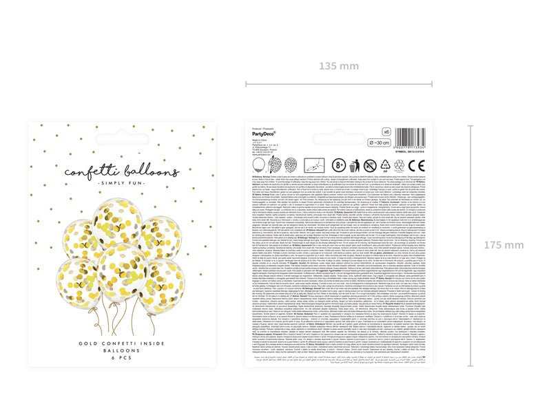 Confetti Ballonnen Goud Deluxe 30cm 6st van Partydeco koop je bij Partywinkel